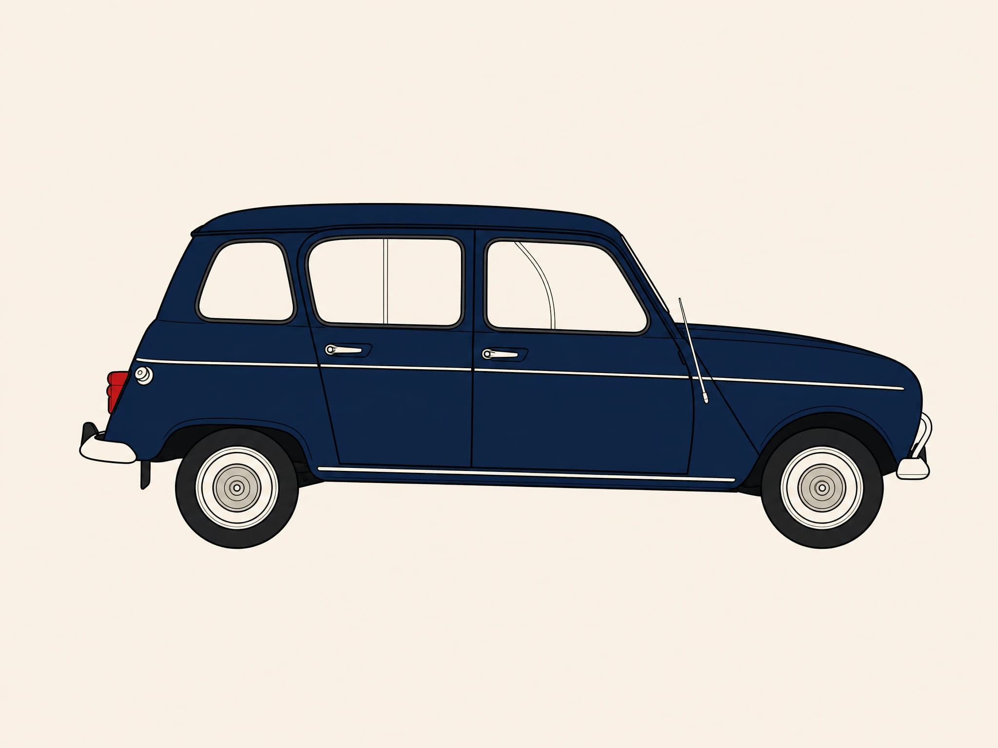 A ilustração do mesmo Renault 4, em estilo vetorial plano